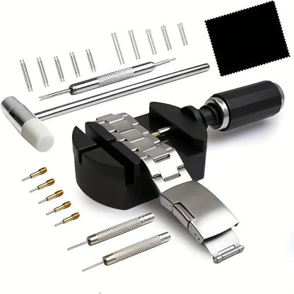 31PCS Watch Link Removal Kit - Band Adjustment Sizing Tool Set with Hammer, Spring Bar Tool, Strap Holder, Replacement Punch Needles, 2 Different Lengths Pins for Easy Watch Link Pin Removal & Strap Repair